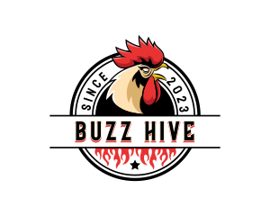 Chicken Rooster Flame logo design