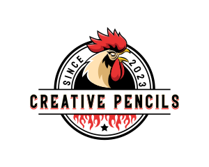 Chicken Rooster Flame logo design