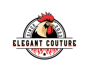 Chicken Rooster Flame logo design