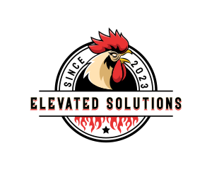 Chicken Rooster Flame logo design