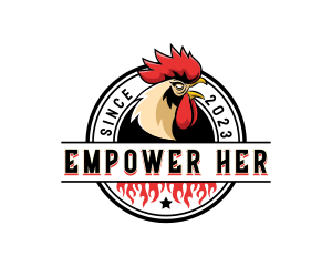 Chicken Rooster Flame logo design