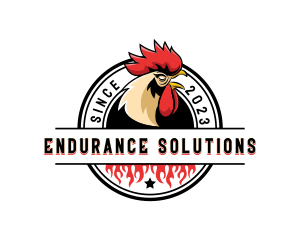 Chicken Rooster Flame logo design