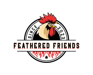 Poultry - Chicken Rooster Flame logo design