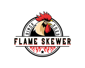 Chicken Rooster Flame logo design