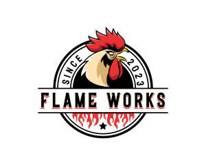 Flame - Chicken Rooster Flame logo design