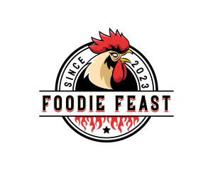 Chicken Rooster Flame logo design