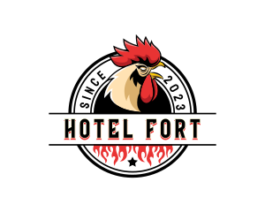 Chicken Rooster Flame logo design