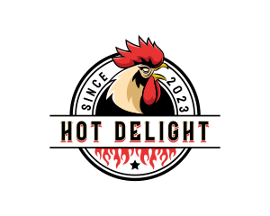 Chicken Rooster Flame logo design