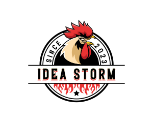 Chicken Rooster Flame logo design