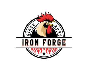 Chicken Rooster Flame logo design