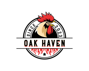 Chicken Rooster Flame logo design