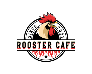 Chicken Rooster Flame logo design