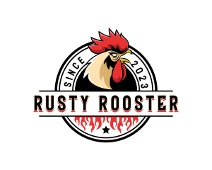 Chicken Rooster Flame logo design