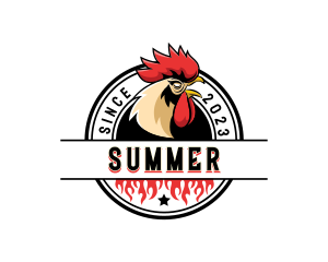 Chicken Rooster Flame logo design