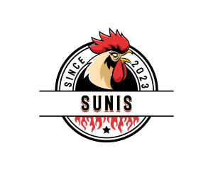 Chicken Rooster Flame logo design