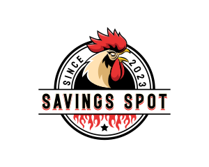 Chicken Rooster Flame logo design