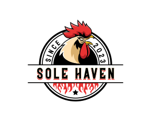 Chicken Rooster Flame logo design