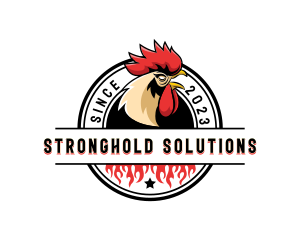 Chicken Rooster Flame logo design