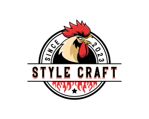 Chicken Rooster Flame logo design