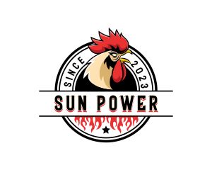 Chicken Rooster Flame logo design