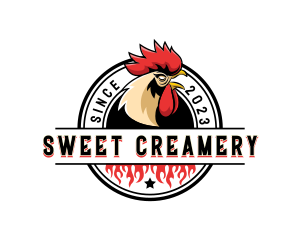 Chicken Rooster Flame logo design