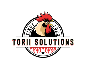 Chicken Rooster Flame logo design