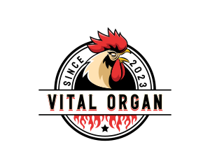 Chicken Rooster Flame logo design