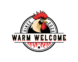 Chicken Rooster Flame logo design