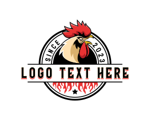 Chicken Rooster Flame Logo