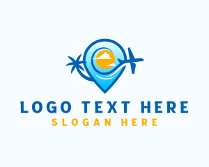 Tourism - Travel Pin Plane logo design