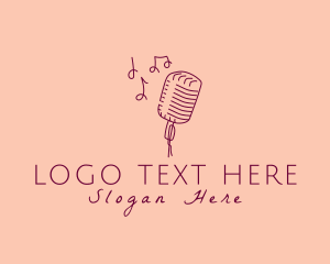 Vocal Coach - Retro Singing Microphone logo design