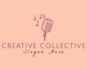 Retro Singing Microphone  logo design