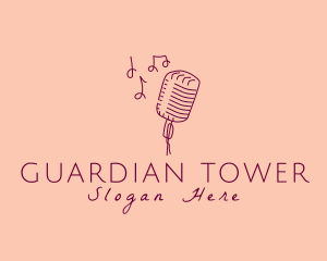 Retro Singing Microphone  logo design