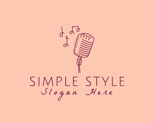 Minimal - Retro Singing Microphone logo design