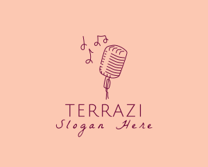 Retro Singing Microphone  logo design