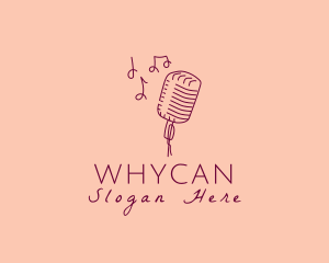 Music Note - Retro Singing Microphone logo design