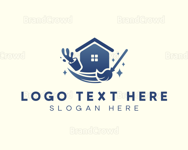 House Bucket Mop Cleaning Logo