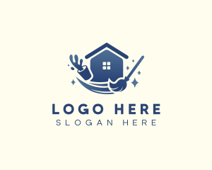 House Bucket Mop Cleaning Logo