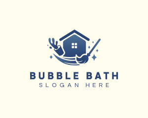 Tub - House Bucket Mop Cleaning logo design