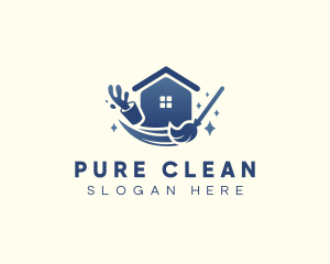 House Bucket Mop Cleaning logo design