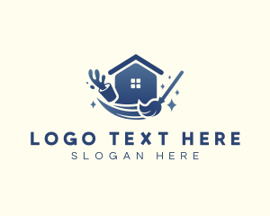 Mop - House Bucket Mop Cleaning logo design