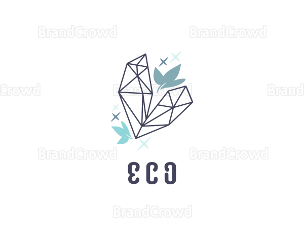 Sparkly Crystal Leaf Logo