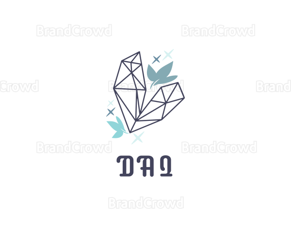 Sparkly Crystal Leaf Logo