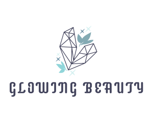 Sparkly Crystal Leaf Logo