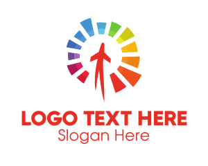 Launch - Colorful Sun Airplane logo design