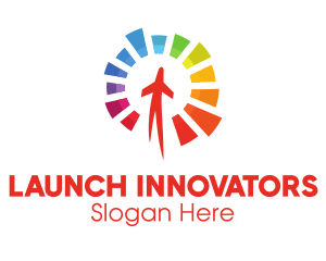 Launching - Colorful Sun Airplane logo design
