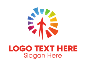 Launching - Colorful Sun Airplane logo design