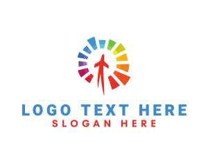 Airplane - Colorful Sun Airplane logo design