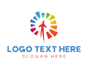Sun - Colorful Sun Airplane logo design