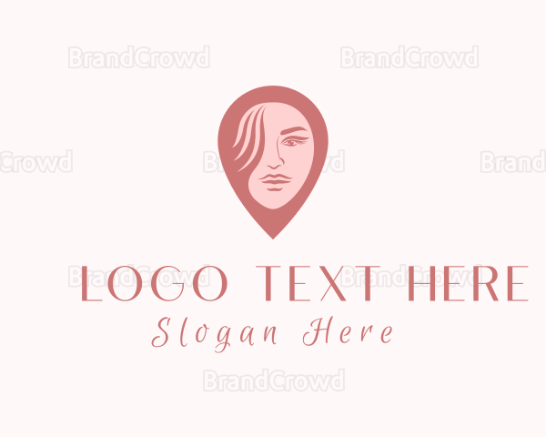 Girl Face Location Pin Logo